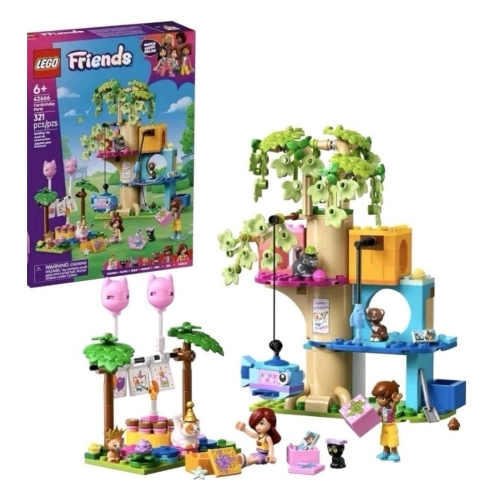 NEW 321 Pc Lego Friends 42666 Cat Birthday Party & Tree House Age 6+ Toy